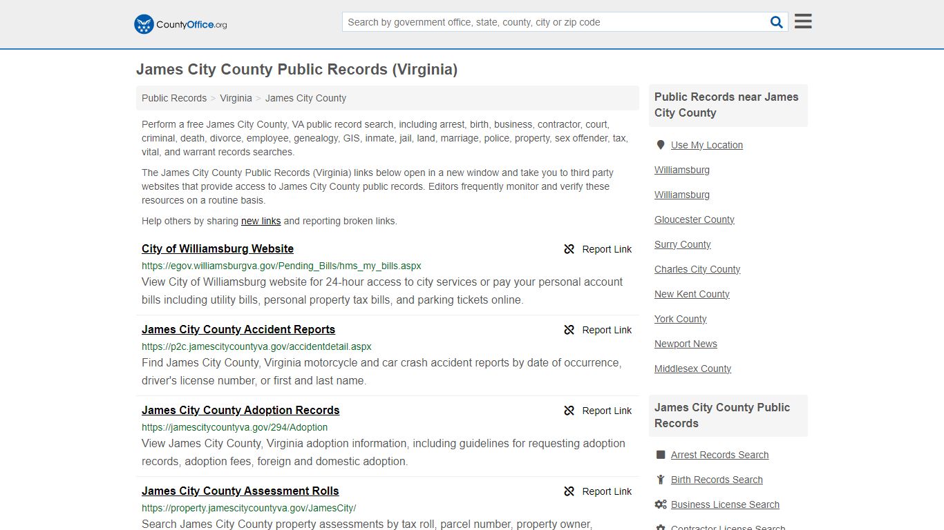 James City County Public Records (Virginia) - County Office