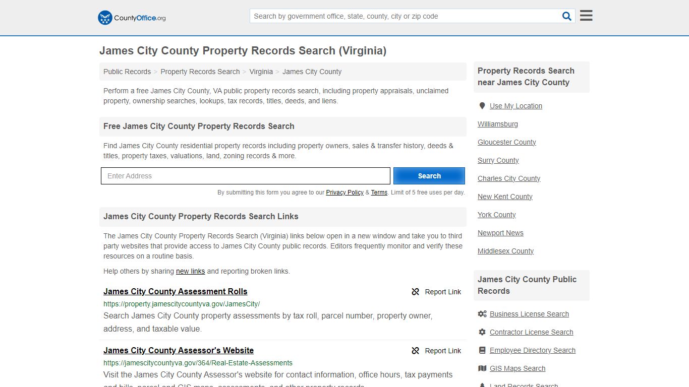 James City County Property Records Search (Virginia) - County Office