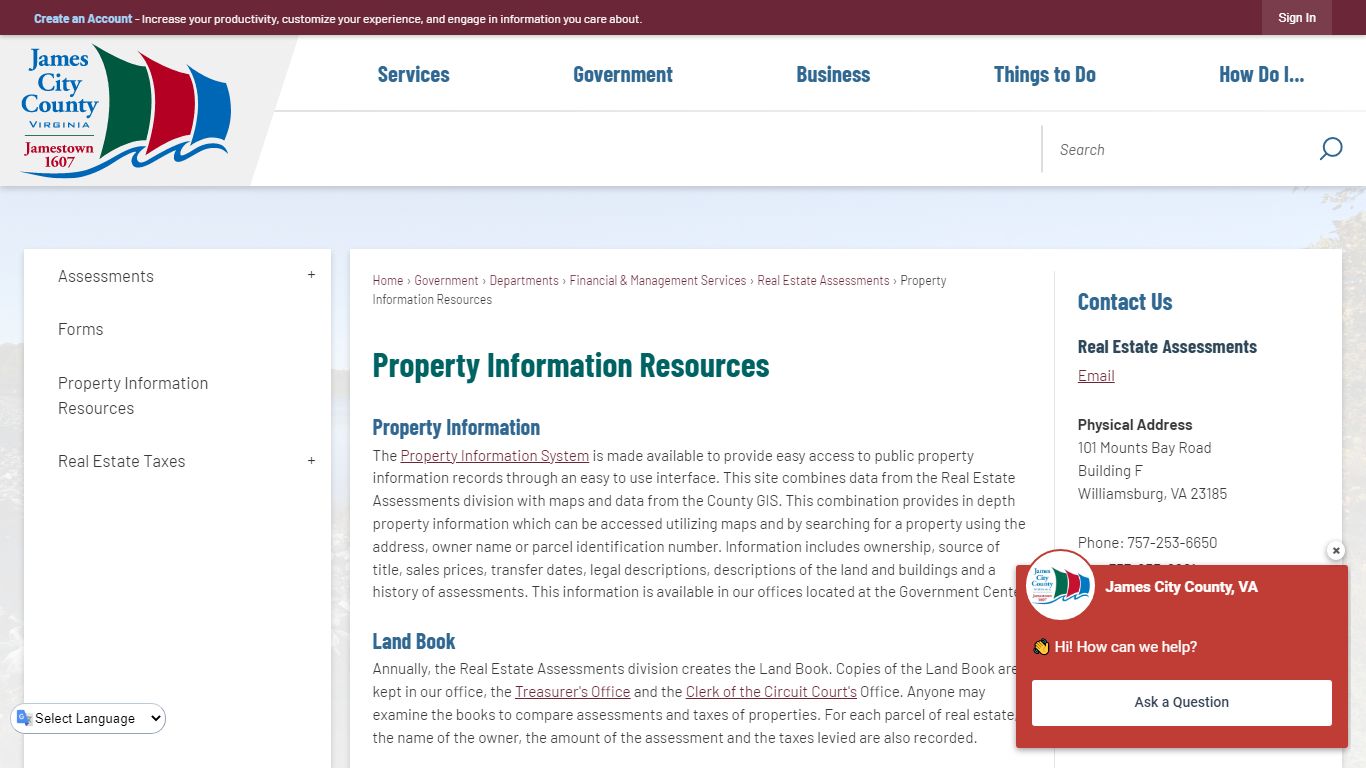 Property Information Resources | James City County, VA